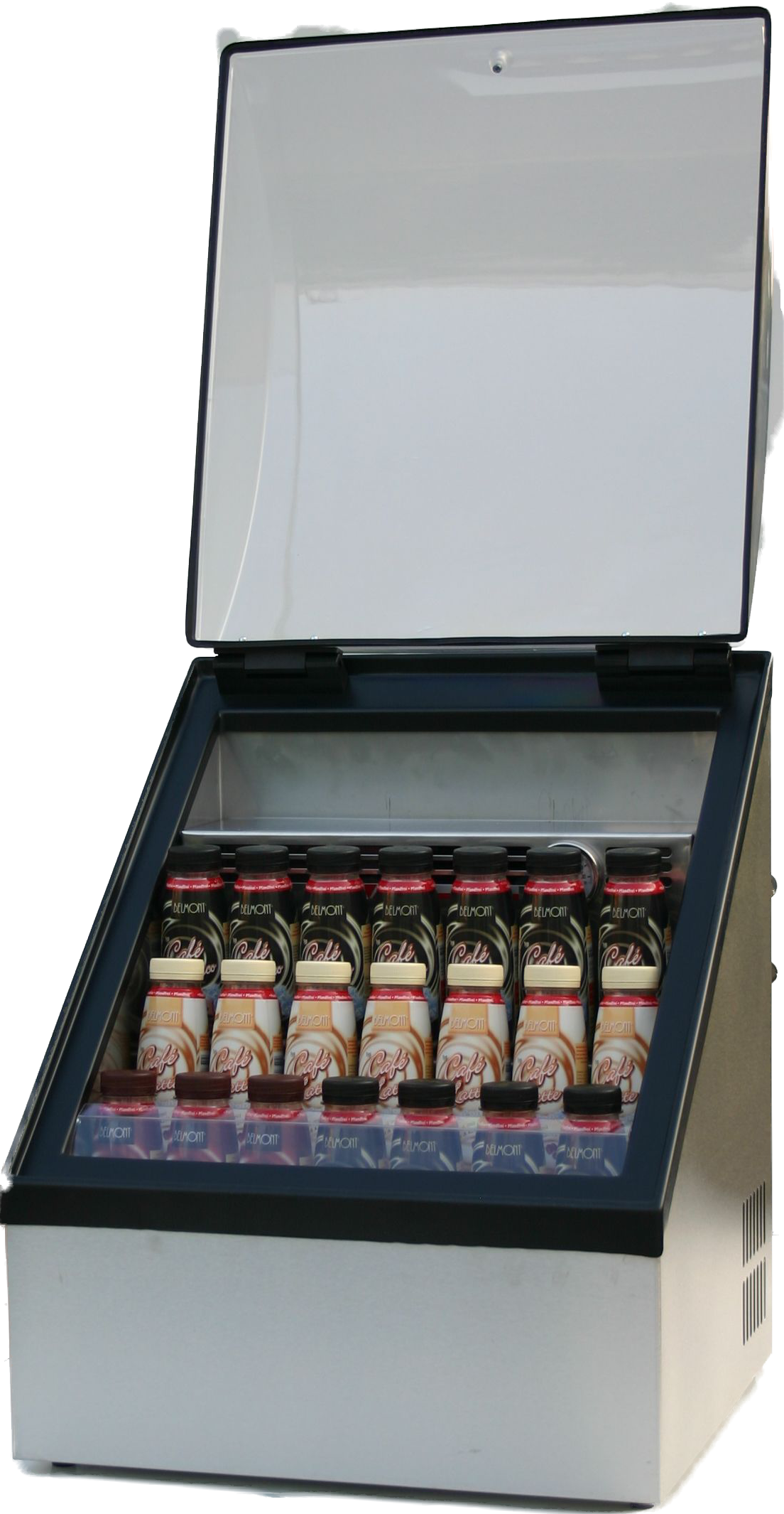 Kühlvitrine Selbstbedienung für Getränke geöffnet