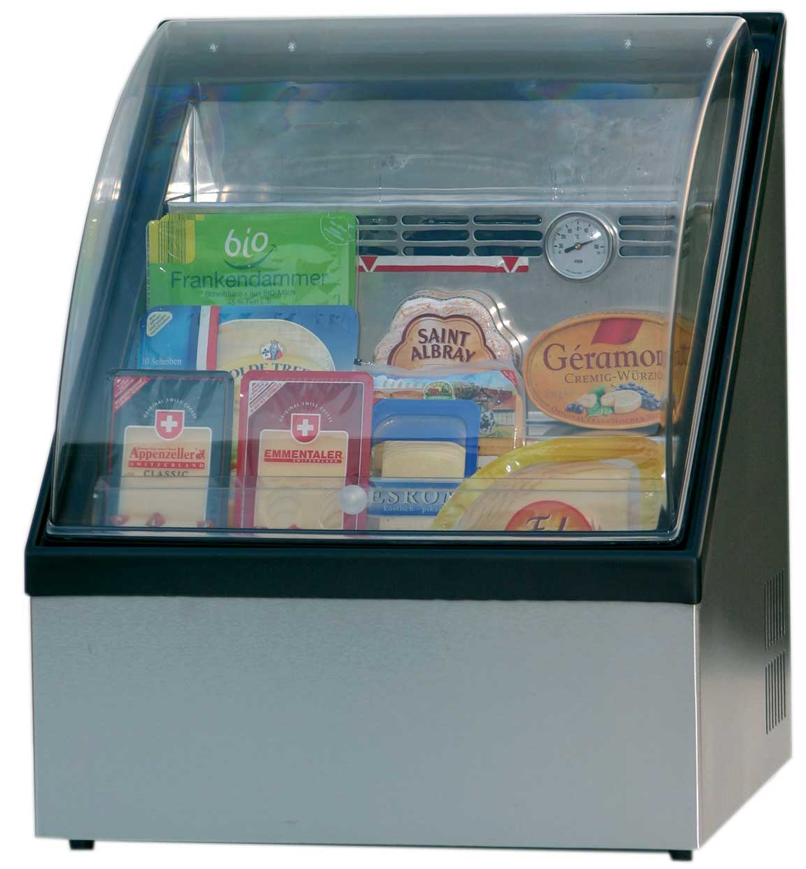 Kühlvitrine Selbstbedienung für Snacks mit Käse