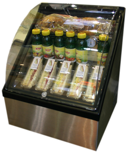 Kühlvitrine Selbstbedienung für Snacks mit Sandwiches und Getränken